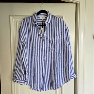 Women's Oversized Linen Striped Shirt